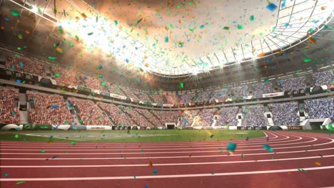 confetti falling on stadium