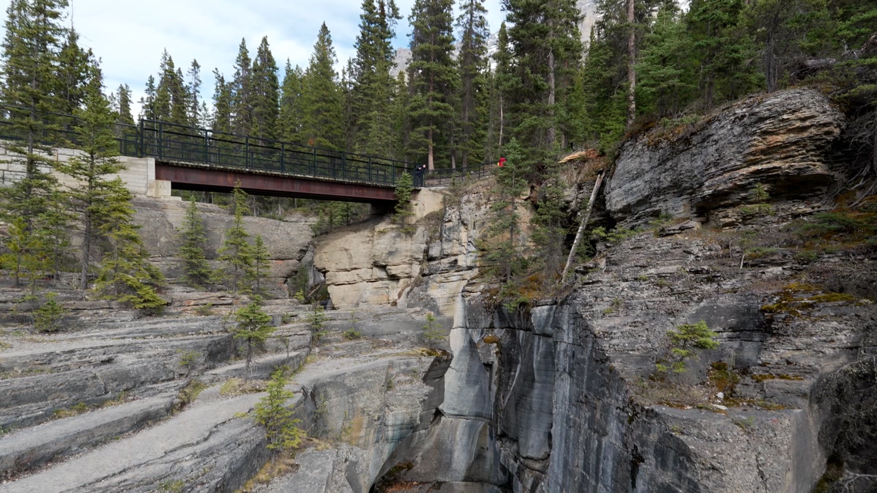 Mistaya Canyon showcasing turquoise water carving through rock formations in Banff National Park