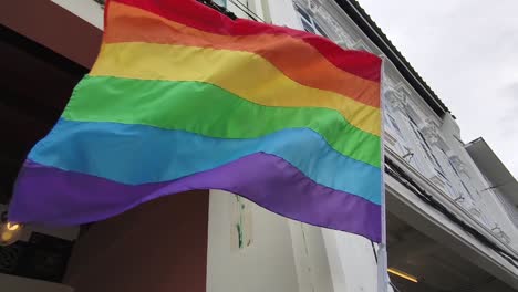 rainbow pride flag on a building