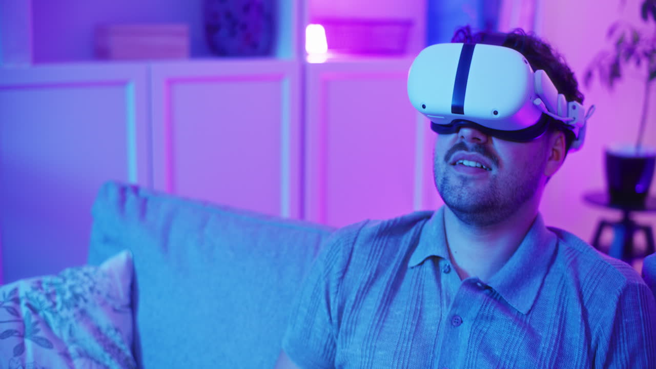 Man Fights with Swords in VR Game