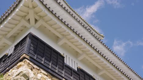 roof of gifu castle, slow pan shot on sunny day, japan