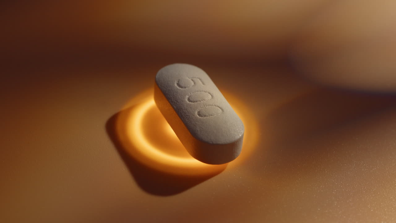 Close-up of a 500mg pill