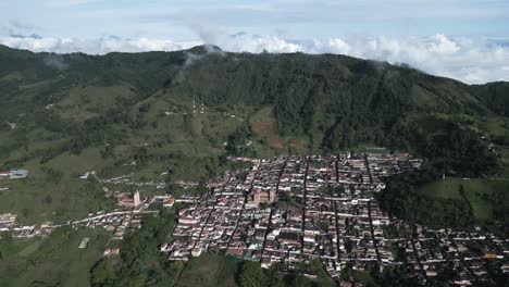 traveling jerico colombia aerial drone above city between