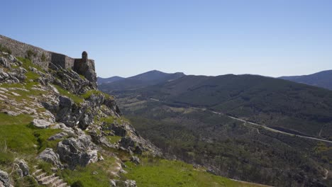 landscape mountains and marvao castle walls in alentejo, portugal