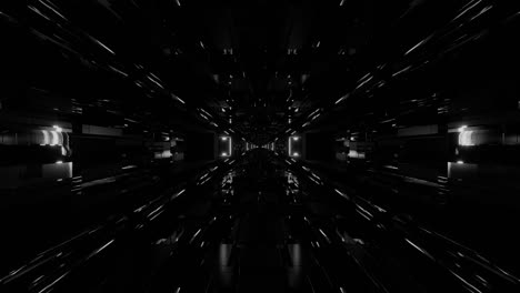 ilustración 3d fondo de movimiento vj bucles con futurista ciencia ficción hangar túnel pasillo con buenos reflejos y atmósfera oscura, ciencia ficción 3d renderización en vivo papel tapiz obras de arte club visuales bucles