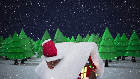 animación de un paisaje de invierno con nieve cayendo