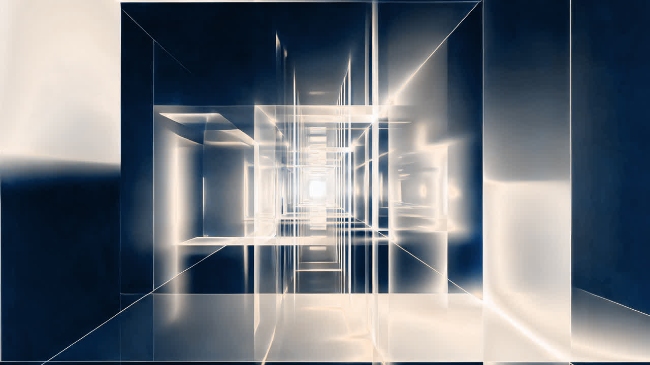 Futuristic abstract geometric tunnel animated overlay, transparent 4K video, alpha channel, ProRes