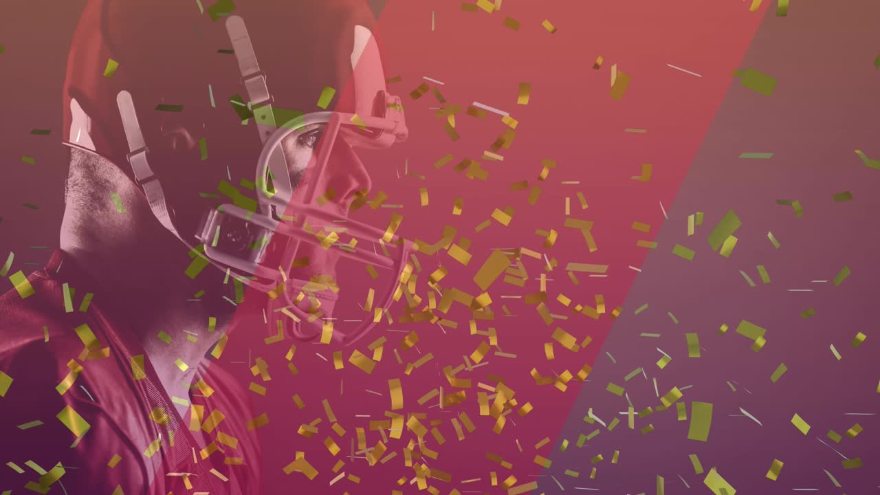 아메리칸  ⁇ 볼 선수 위에 콘페티의 애니메이션