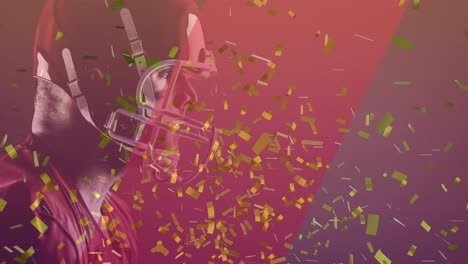 animación de confeti sobre un jugador de fútbol americano
