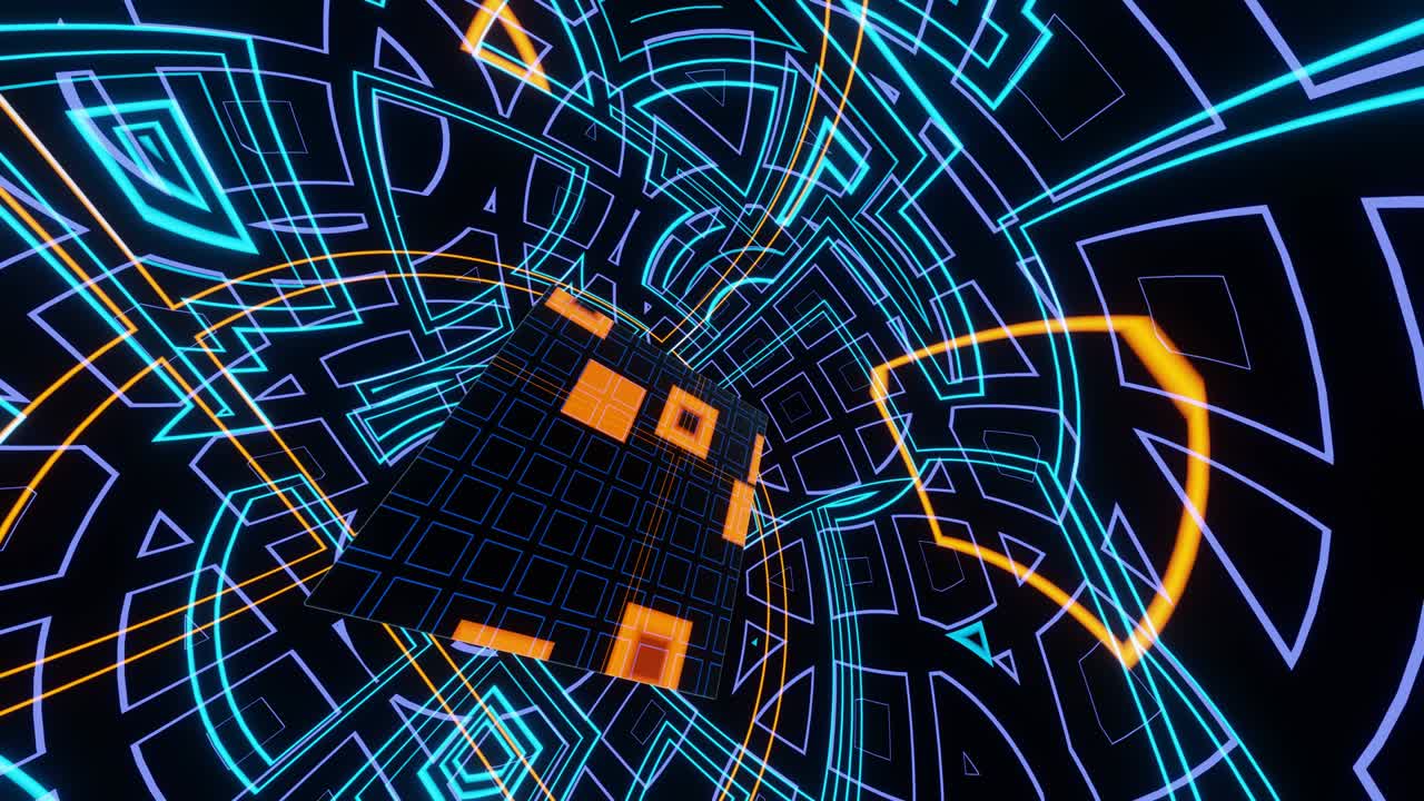 el vuelo del cubo abstracto de la ciencia ficción.