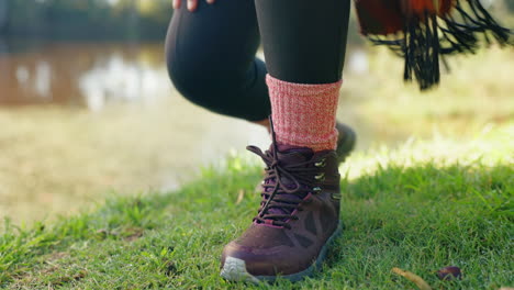 Hiking,-fitness-and-shoes-of-person-in-nature