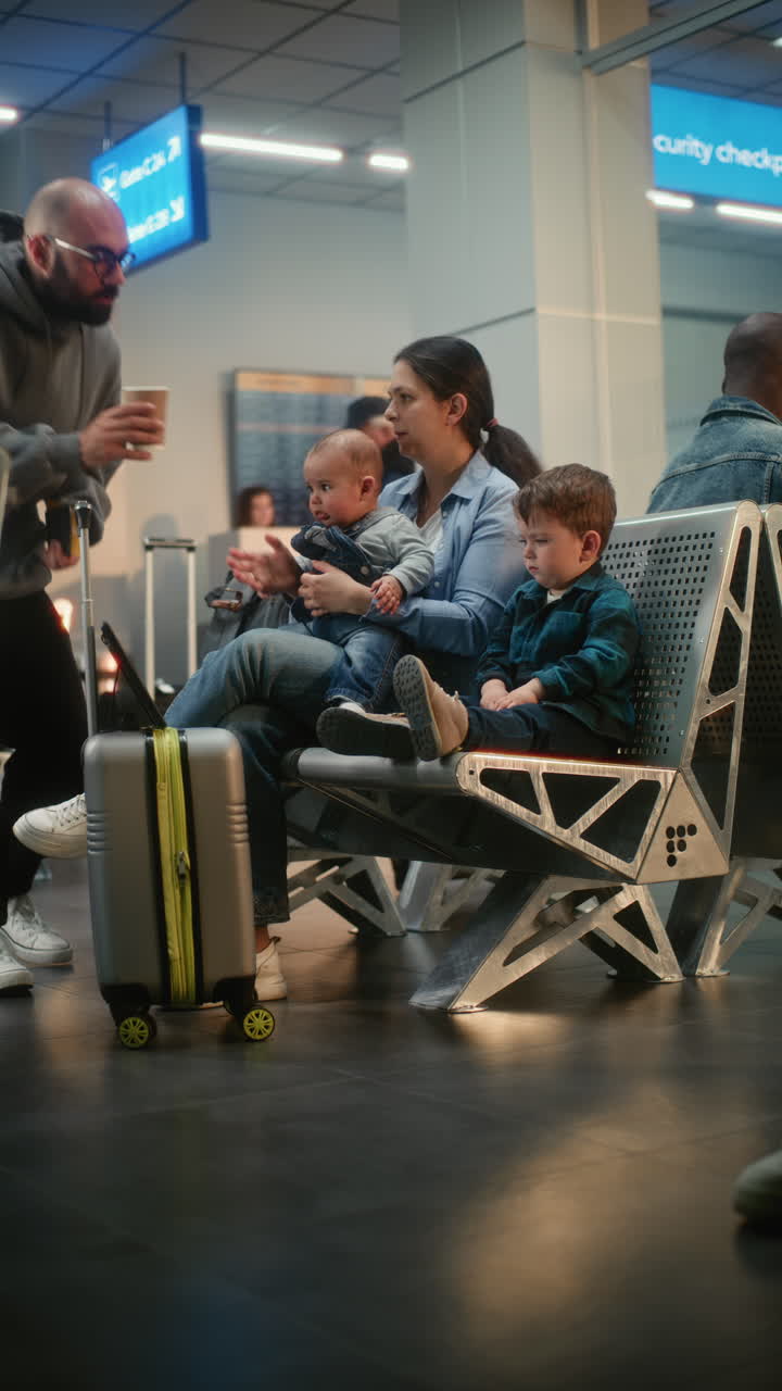 Family Waiting at Airport Gate
