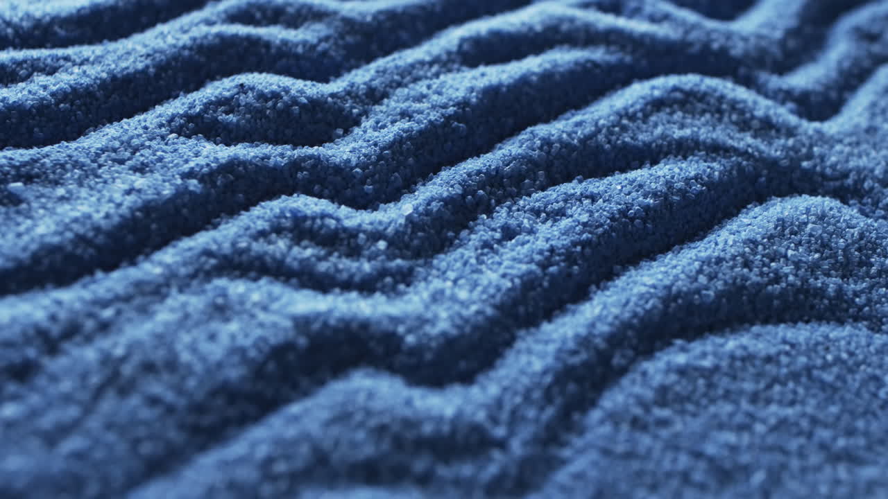 video de primer plano de arena de color azul con patrón y fondo de espacio de copia