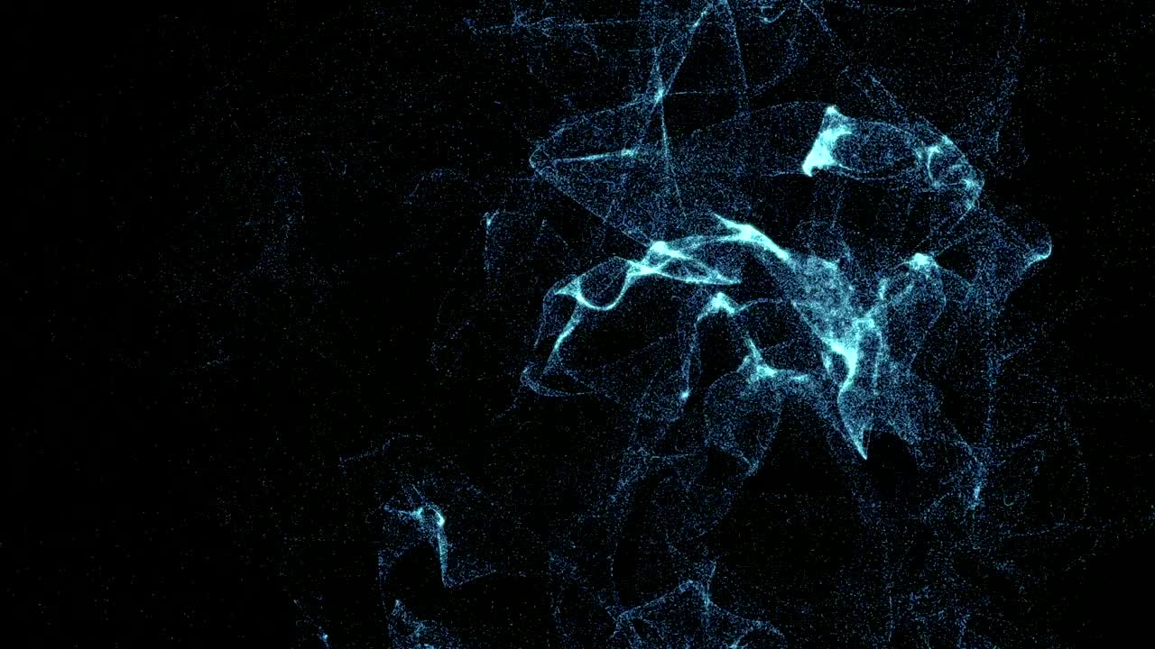 Blue smoke curls on a black background