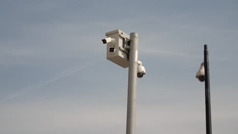 security cameras mounted on poles