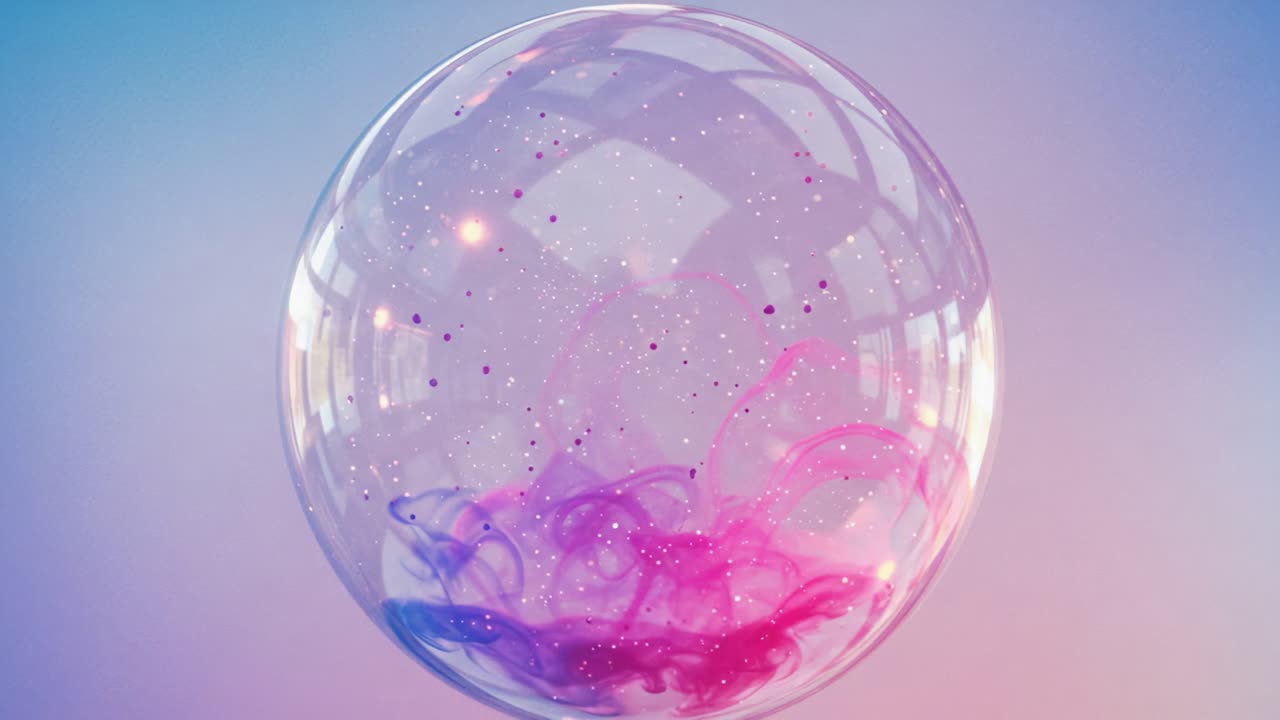 Captivating Visual Transformation: A Colorful Bubble Illustrating the Dance of Light and Color with Ethereal Whirls and Sparkles in a Dreamlike Background
