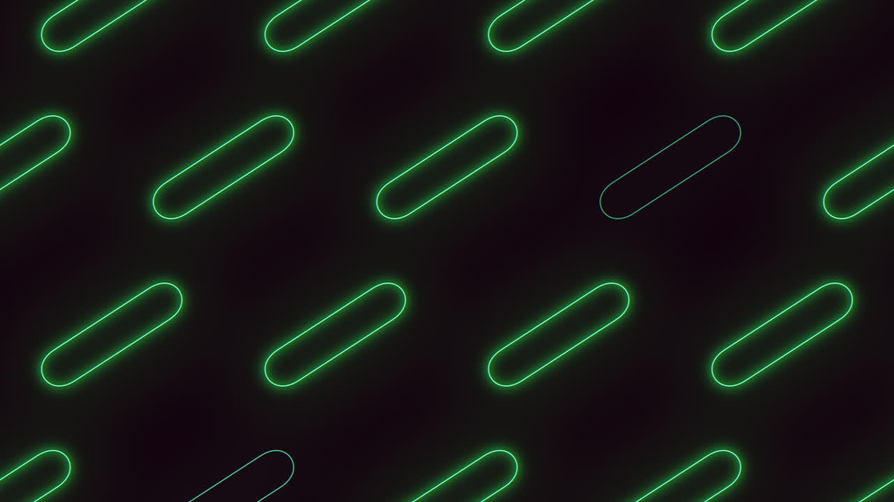 formas geométricas de neón verde en filas en degradado negro