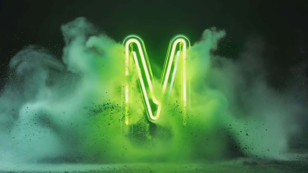 Neon Letter M with Smoke