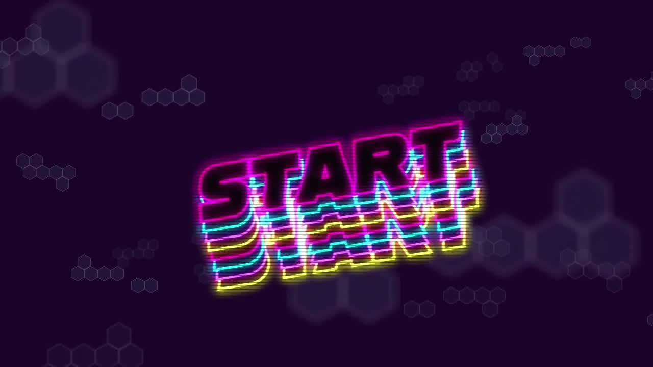 animación del texto de inicio sobre moléculas en movimiento sobre un fondo oscuro