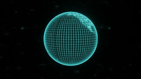 spinning earth hologram made of scrolling binary code. looping animation