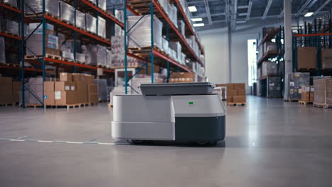 autonomous robot operating in a modern warehouse