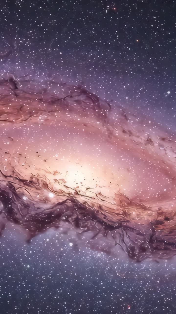 Vertikal video: Spiralgalakse, der hvirvler i det dybe rum, skiftende tågeskyer, kosmisk støv og stjerner