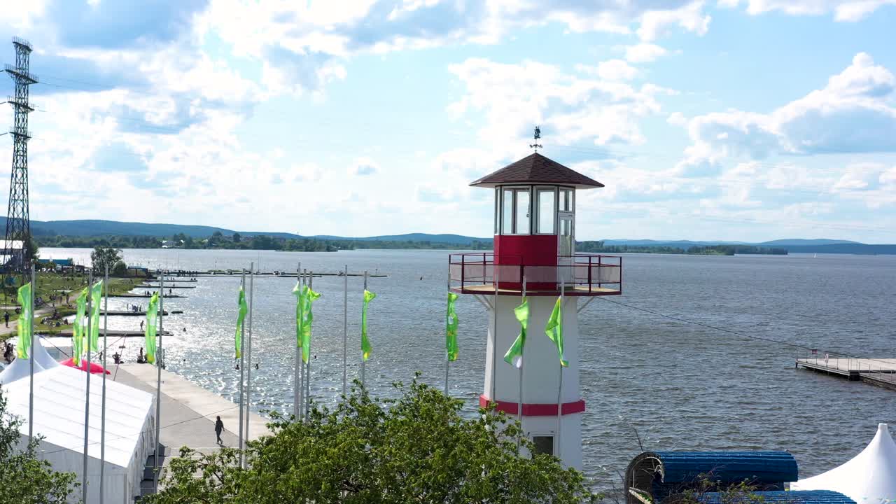 Lighthouse by the Lake on a Sunny Day