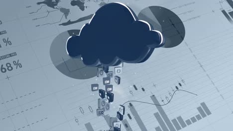 Icons-rising-into-a-cloud-in-front-of-moving-charts