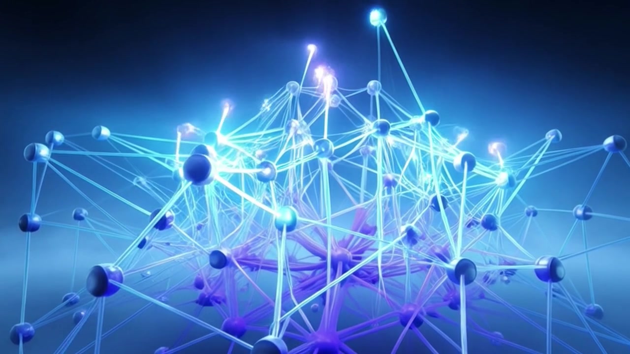 Abstract Digital Network Connection with Glowing Nodes and Lines