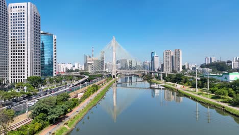 cable stayed bridge at downtown in sao paulo brazil