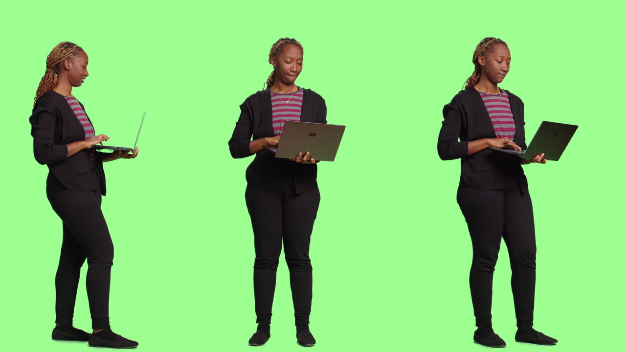 African American woman using laptop