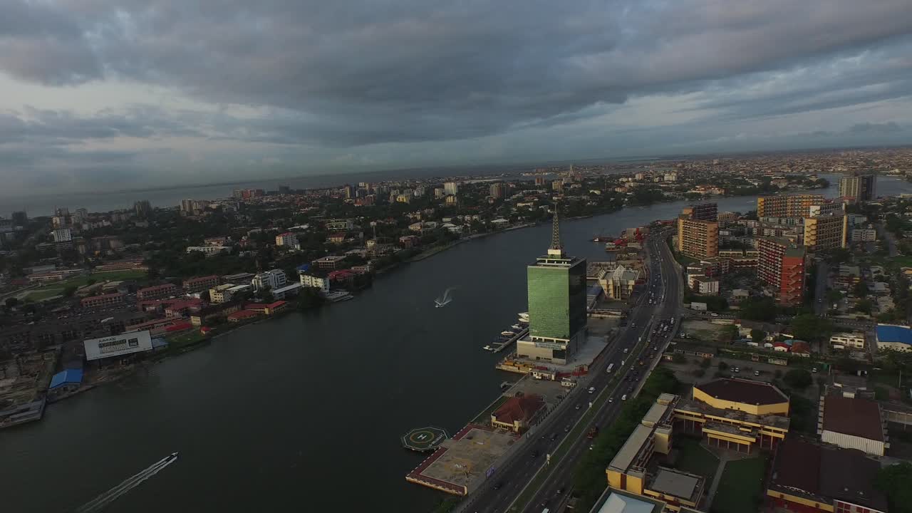 Aerial View of Lagos, Nigeria at Sunset