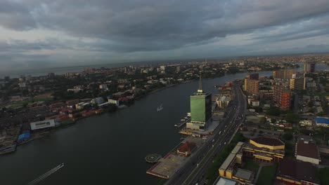 aerial view of lagos, nigeria at sunset