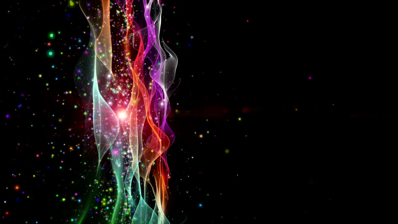 Futuristic animation with wave object +  light +  particles in slow motion, 4096x2304 loop 4K
