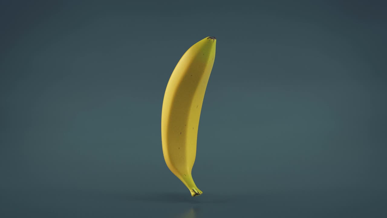 Single banana is rotating 3D render seamless loop animation