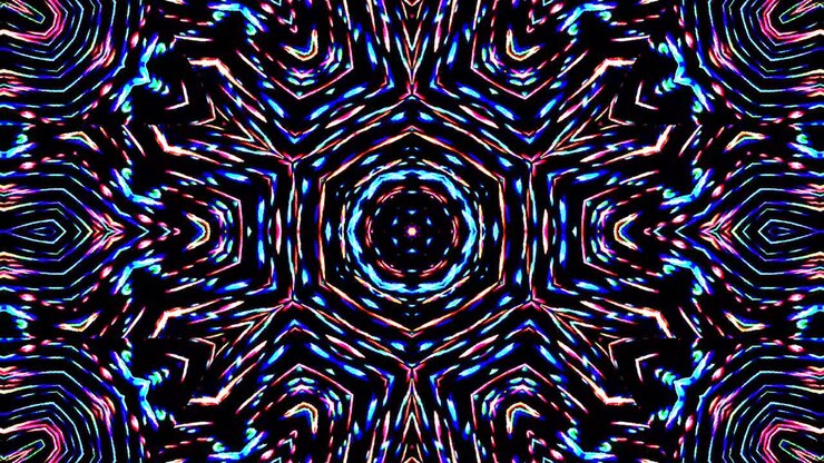 Abstract kaleidoscope shining beautiful red blue line smooth motion with shining light motion