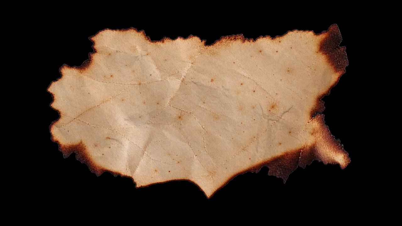 Old Crumpled Paper Unfolding and Folding on Black Background