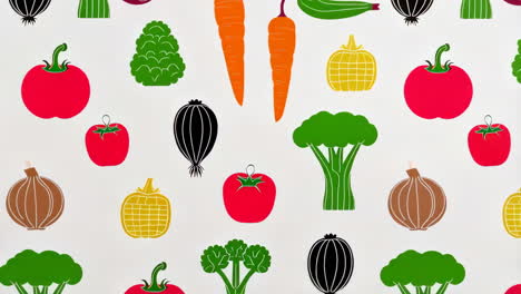 colorful stylized vegetable and fruit pattern