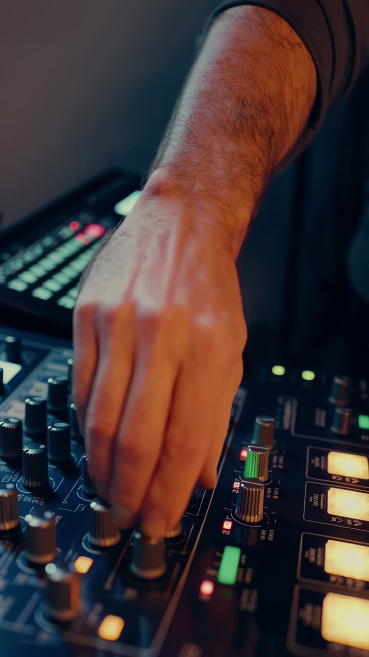 ingeniero de audio trabajando en una mesa de mezclas