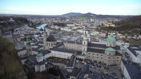 aerial view over salzburg, austria