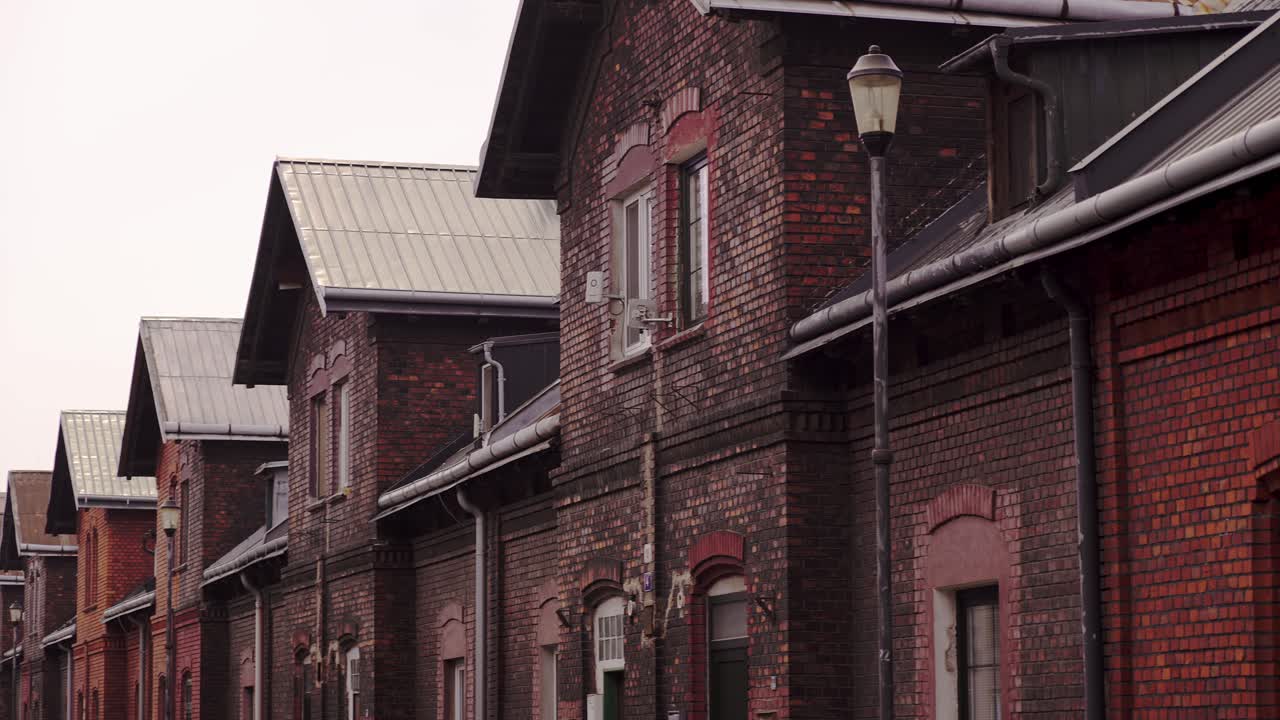 Gables of the red brick houses of the former 19th century workers' colony in Ostrava V&iacute;tkovice