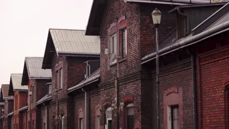 gables of the red brick houses of the former 19th century workers' colony in ostrava vítkovice