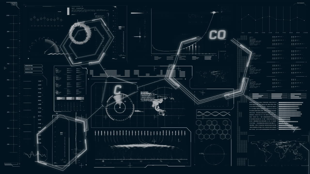 검은 바탕에 금융 및 과학 데이터 처리의 애니메이션