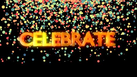 celebrar el texto con el fondo colorido de la partícula