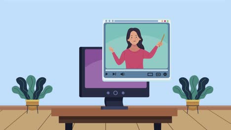joven que enseña animación de escritorio