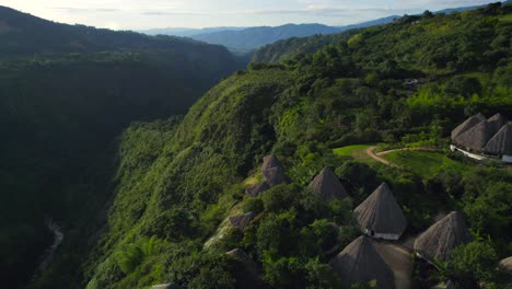 masaya cabins hotel in the canyon of the magdalena river in colombia at sunrise