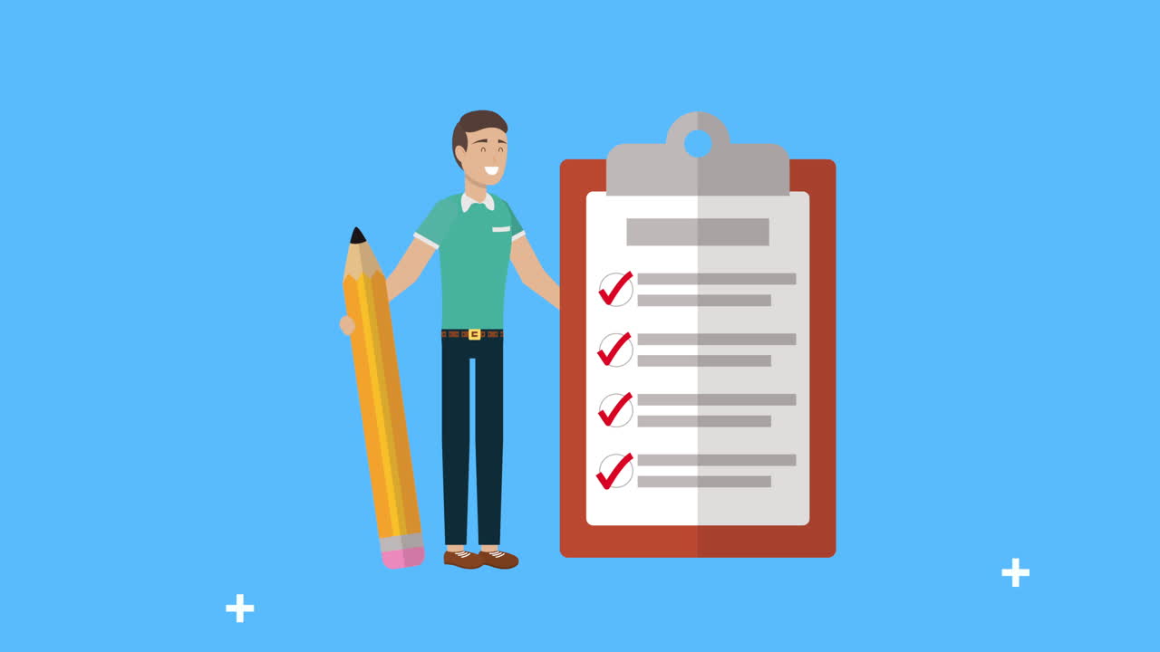 young businessman with checklist clipboard