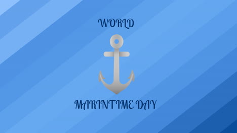 animation of world maritime day text over anchor