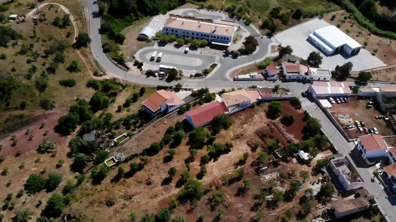 Drone shot of a large building in Algarve.