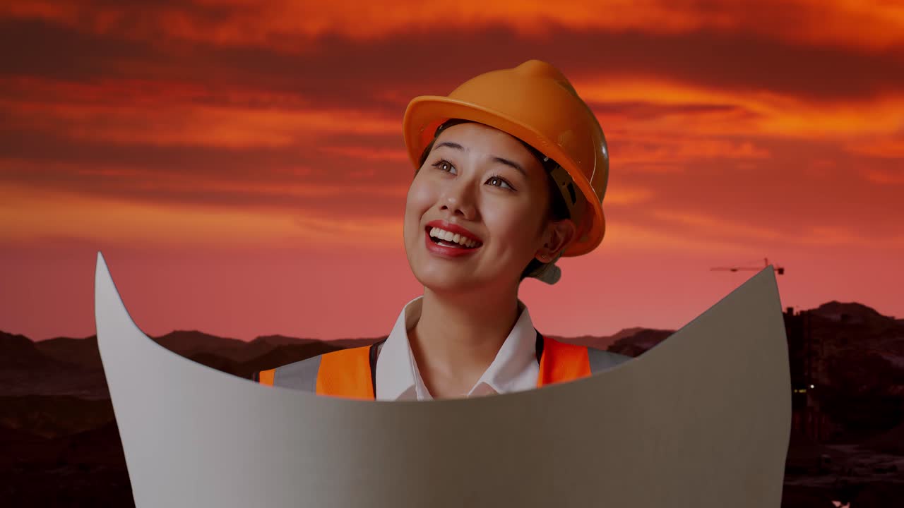 선 블루프린트를 검토하는 엔지니어